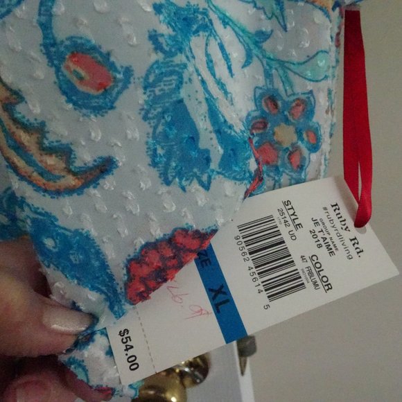 Women's Blue Print Runic Top w. Attached Tank-NWT - Picture 4 of 11